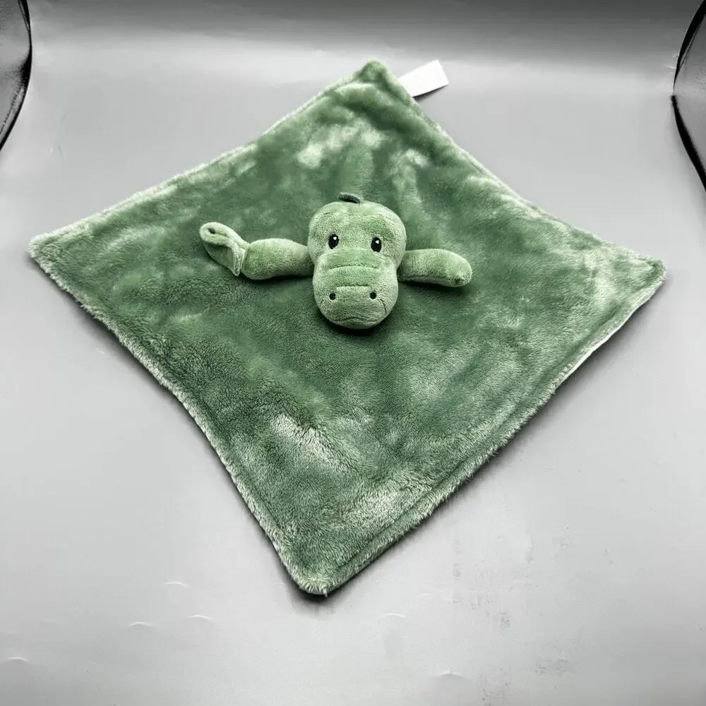 Carters Green Alligator Crocodile Lovey Security Blanket Stripes Pacifier Holder